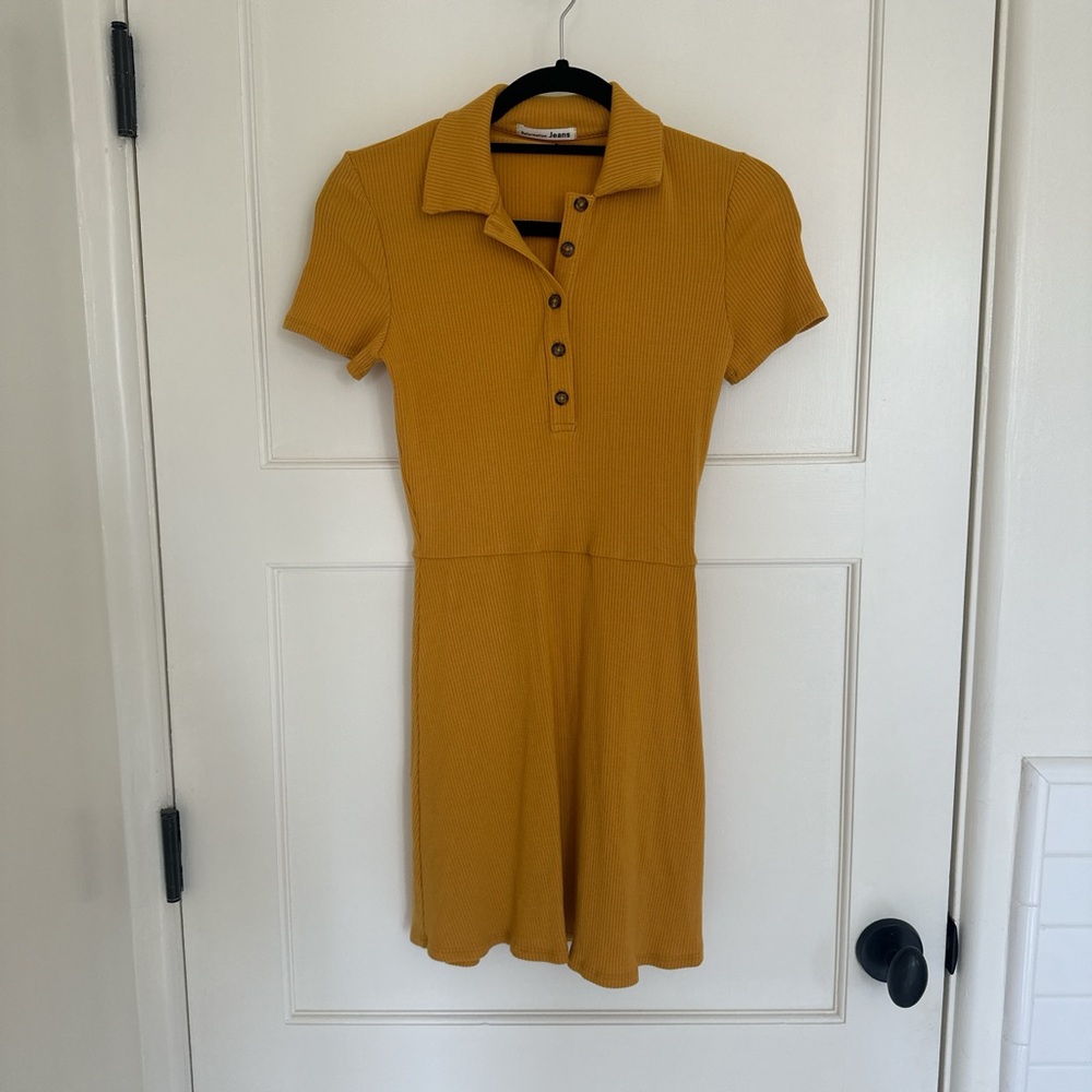 Reformation Mustard Mini Polo Dress